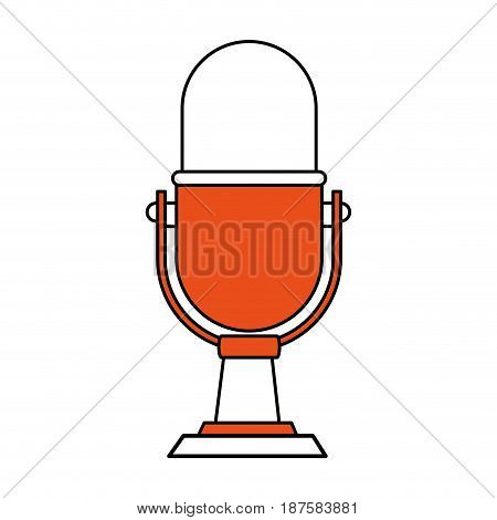 color silhouette image of desk microphone of fixed base vector illustration