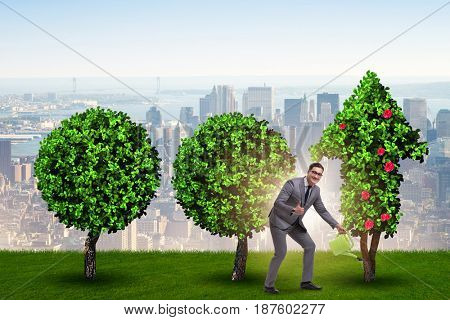 Businessman in recyling sustainable business concept
