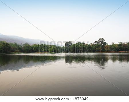 Ang Kaew reservoir at Chiang Mai University in Thailand