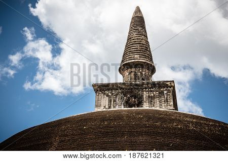 The top or pinnacle of Rankoth Vehera a stupa located in the ancient city of Polonnaruwa Sri Lanka.