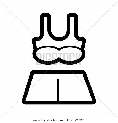 Woman lingerie vector icon. Black and white Swimsuit illustration. Outline linear clothing icon. eps 10