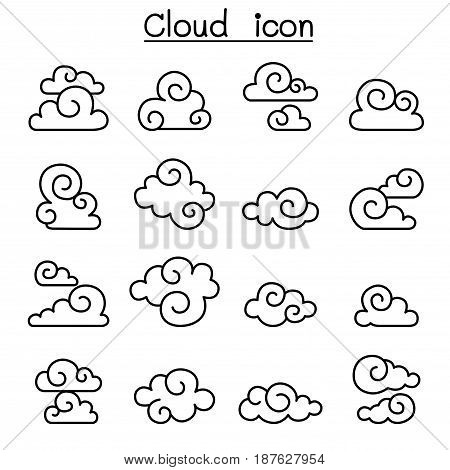 Abstract Cloud Chinese Cloud Curl cloud Decoration cloud cloud icon set