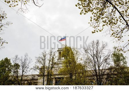Historical Building On The Street Of Berlin City In Spring 2017