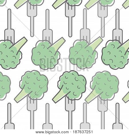 fresh broccoli to prepair natural salad background, vector illustration