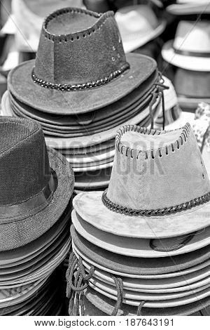 In A Old Market Lots Of Colorated Hats