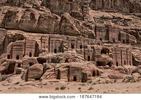 Tomb In The Antique Site Of Petra In Jordan