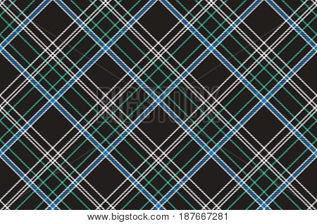 Black check plaid fabric texture seamless pattern. Flat design. Vector illustration.
