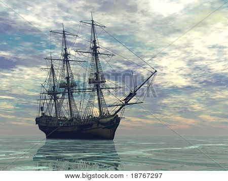 navio no mar com sem velas