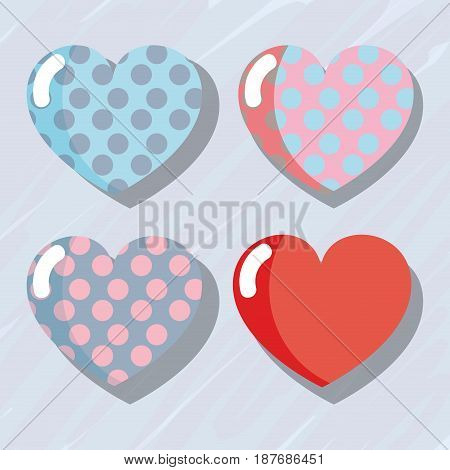 sey different hearts decoration design, vector illustration
