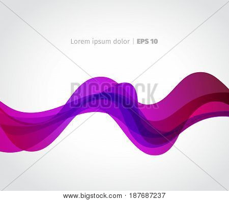 Curve of a pink wave on a light background. Vector aAbstract banner.
