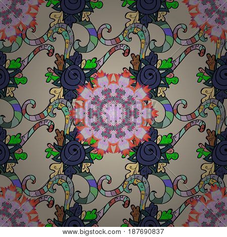 Spiritual And Ritual Symbol Of Islam Arabic Indian Religions. Mandala On Blue Background. Geometric 