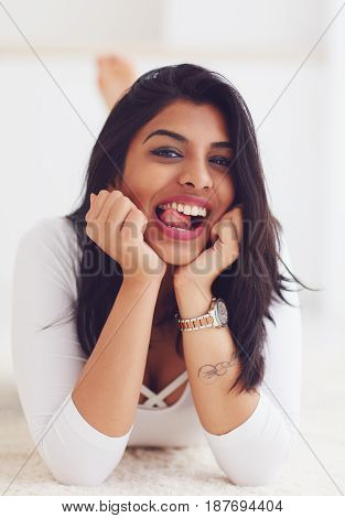 Portrait Of Beautiful Indian Girl Making Faces