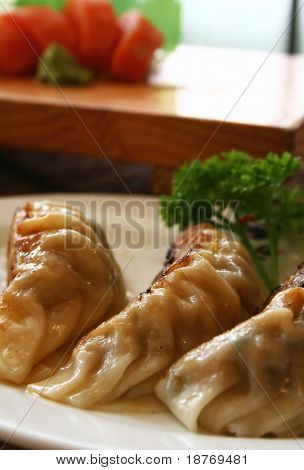 gyoza, giapponese fritto gnocchi di carne di maiale