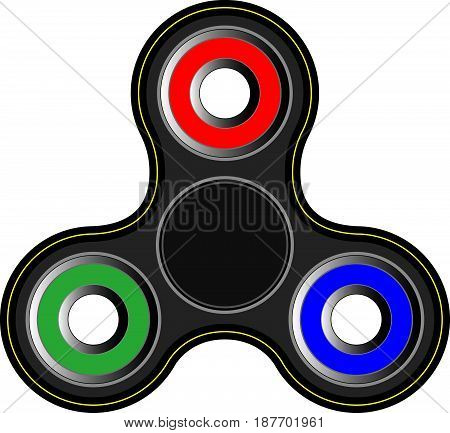 Fidget spinner icon - toy for stress relief and improvement of attention span. Filled multicolor