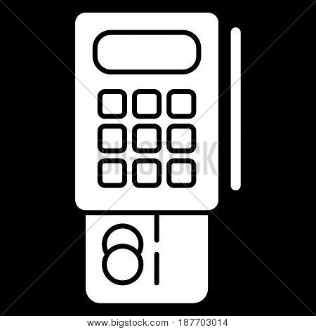 Credit card terminal vector icon. Black and white terminal illustration. Solid linear banking icon. eps 10