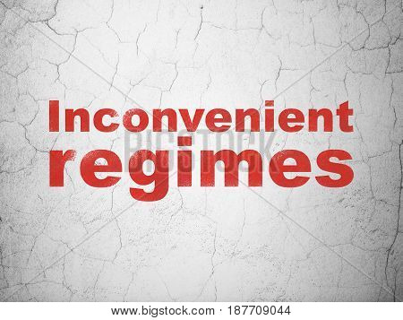 Politics concept: Red Inconvenient Regimes on textured concrete wall background
