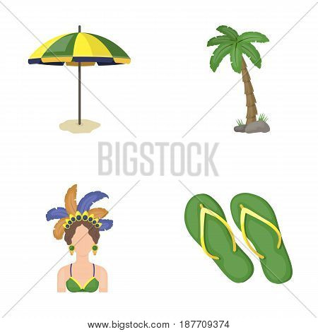Brazil, country, umbrella, beach . Brazil country set collection icons in cartoon style vector symbol stock illustration .