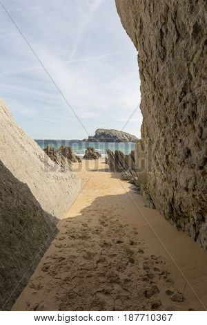The Beach Of Arnia In Cantabria, Spain