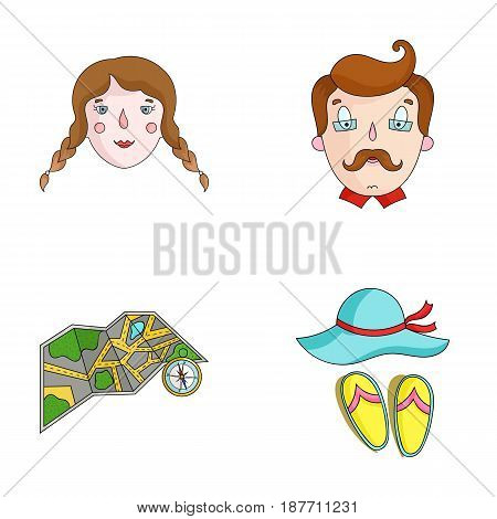 Travel, vacation, camping, map .Family holiday set collection icons in cartoon style vector symbol stock illustration .