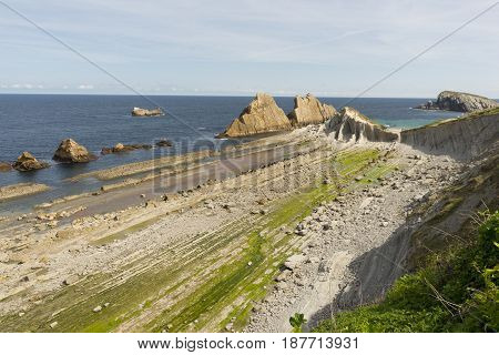 The Beach Of Arnia In Cantabria, Spain