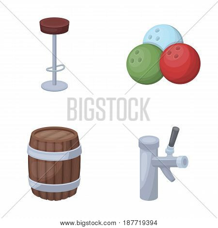 Restaurant, cafe, chair, bowling ball .Pub set collection icons in cartoon style vector symbol stock illustration .