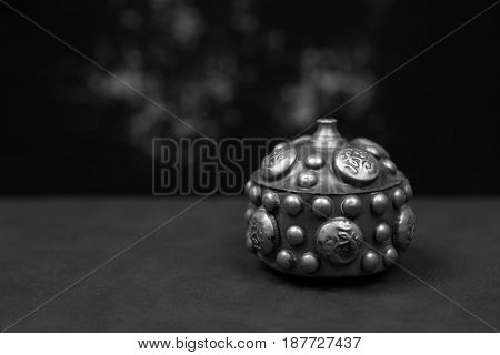 Small metal casket for storing Sindur. Traditionally used in Hinduism