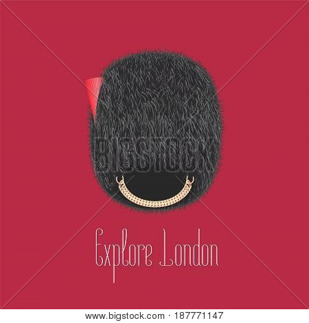 Queen's guard, beefeater traditional hat vector illustration. Concept design for travel to London, UK