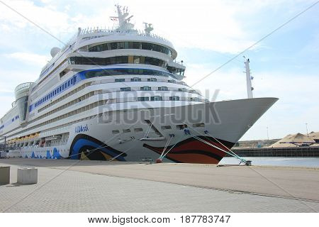 IJmuiden the Netherlands - April 30th 2017: Aida Sol docked at the Felison Cruise Terminal