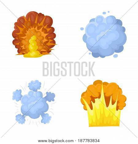 Flame, sparks, hydrogen fragments, atomic or gas explosion. Explosions set collection icons in cartoon style vector symbol stock illustration .