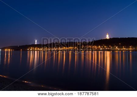 Sunset in Kiev near the Dnipro river