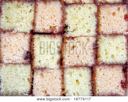 A zblízka průřezu Battenburg piškot