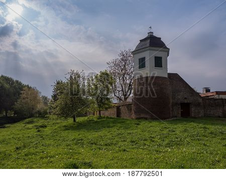 Taubenturm in Kalkar Germany on a cloudy day in springtime