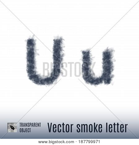 Smoke in Shape of the Letter U on White Background