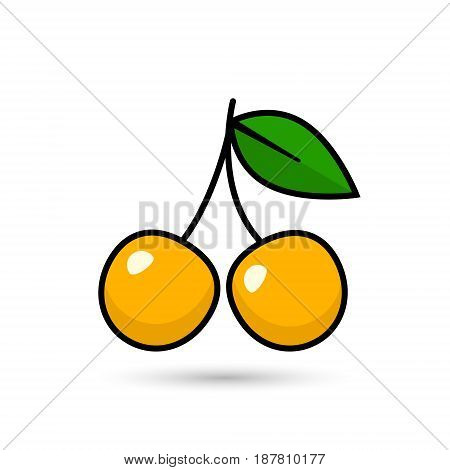 Cherry yellow icon vector isolated simple symbol.