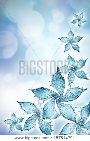 flower made of water splash. 3d rendering