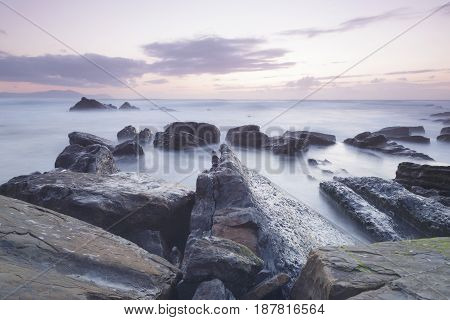 Serene Seascape In Barrika Beach, Basque Country, Spain.