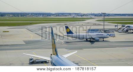 The apron of Frankfurt airport - FRANKFURT - GERMANY -  2017