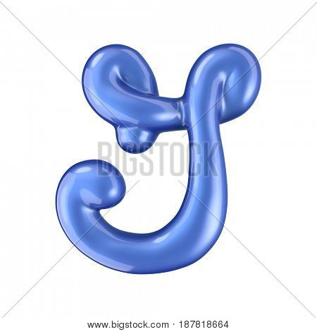 Glossy blue letter G uppercase. 3D rendering font with glint isolated on white background.