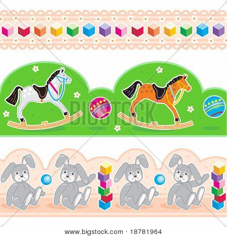 Kids legetøj grænser seamless patterns