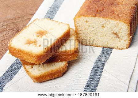 Homemade fruitcake with fruit filling. There is room for text