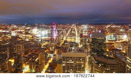 Beautiful Philadelphia at night - great aerial view  -  2017