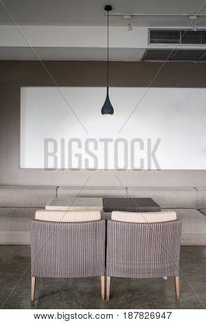 Empty Dining Rattan Furniture Set stock photo