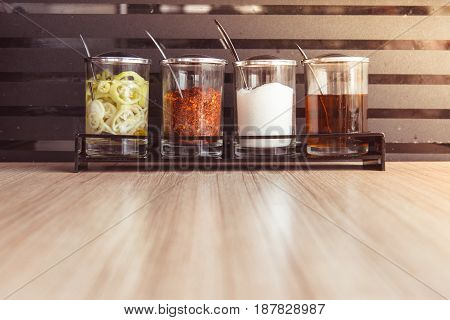 Seasoning Thai food cayenne pepper fish sauce sugarvinegarseasoning for the better taste