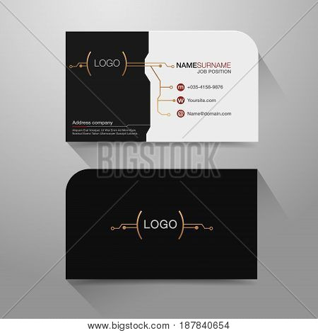 Business name card with Modern design background. Flat Design Vector Illustration. Stationery Design