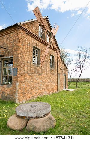 SLUTSK BELARUS - May 20 2017: Museum of Folk Art in the building of a windmill.