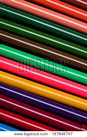 Close-up View Of Colorful Felt Tip Pens Set Texture