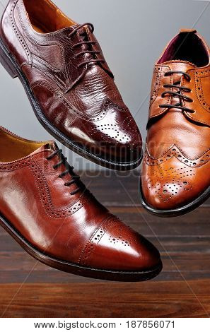 Fashion Classical Polished Men's Brown Oxford Brogues Shades Of Brown Oxford Brogues.conept Flying S
