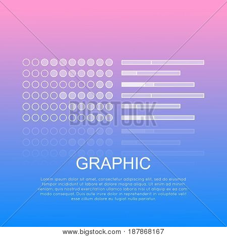 Graphic round and long diagrams with text under white inscription. Elements for business presentations on electronic devices. Vector illustration of biz scheme showing results in flat style.