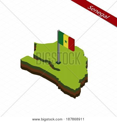 Senegal Isometric Map And Flag. Vector Illustration.