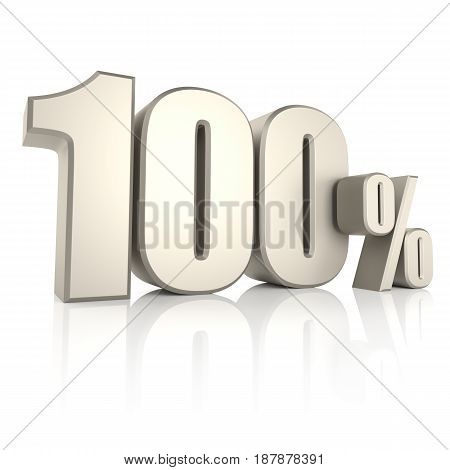 100 percent isolated on white background. 3d render